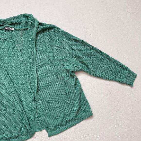 Pink Clover Open Front Cardigan Sweater Teal Green, Size Medium - Picture 3 of 6